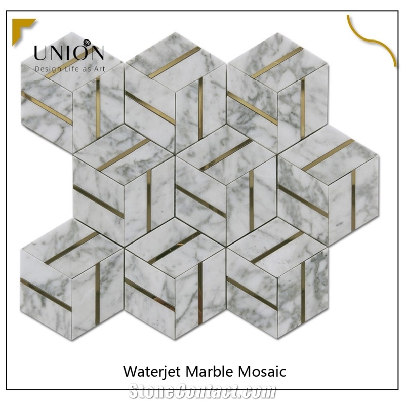 Nero Black Metal Hexagon Marble Waterjet Backsplash Tiles